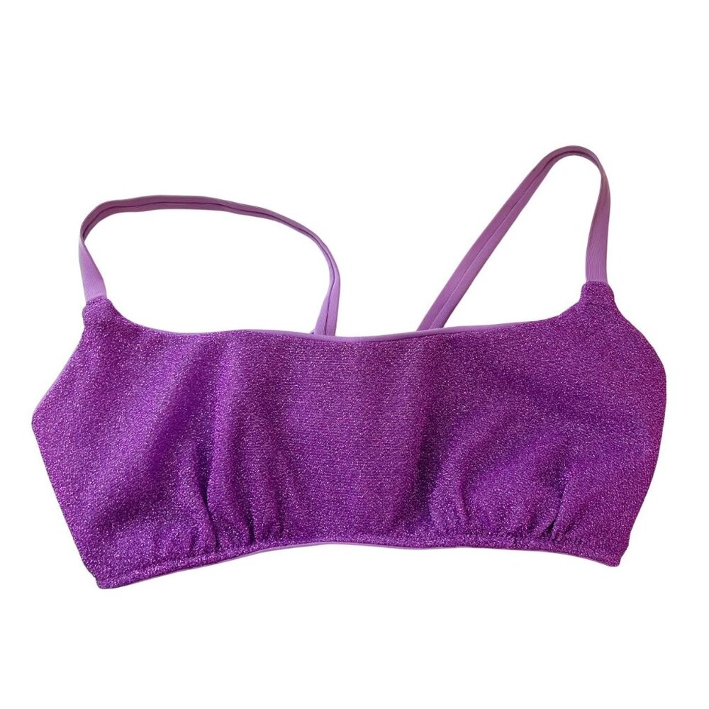 NEW Calzedonia‎ Purple Sparkle Tie Back Bikini Top - Women's Size Large